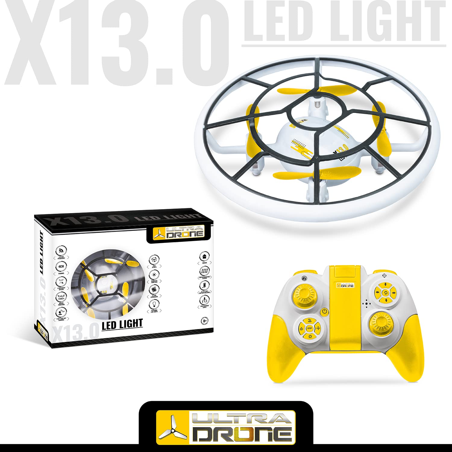 MONDO Motors X13.0 LED LIGHT Dron, helikopter RC Ufo ze światłem LED samolot zabawka dla dzieci 3 4 5 6 7 8 lat pilot zdalnego sterowania zabawką, 63709