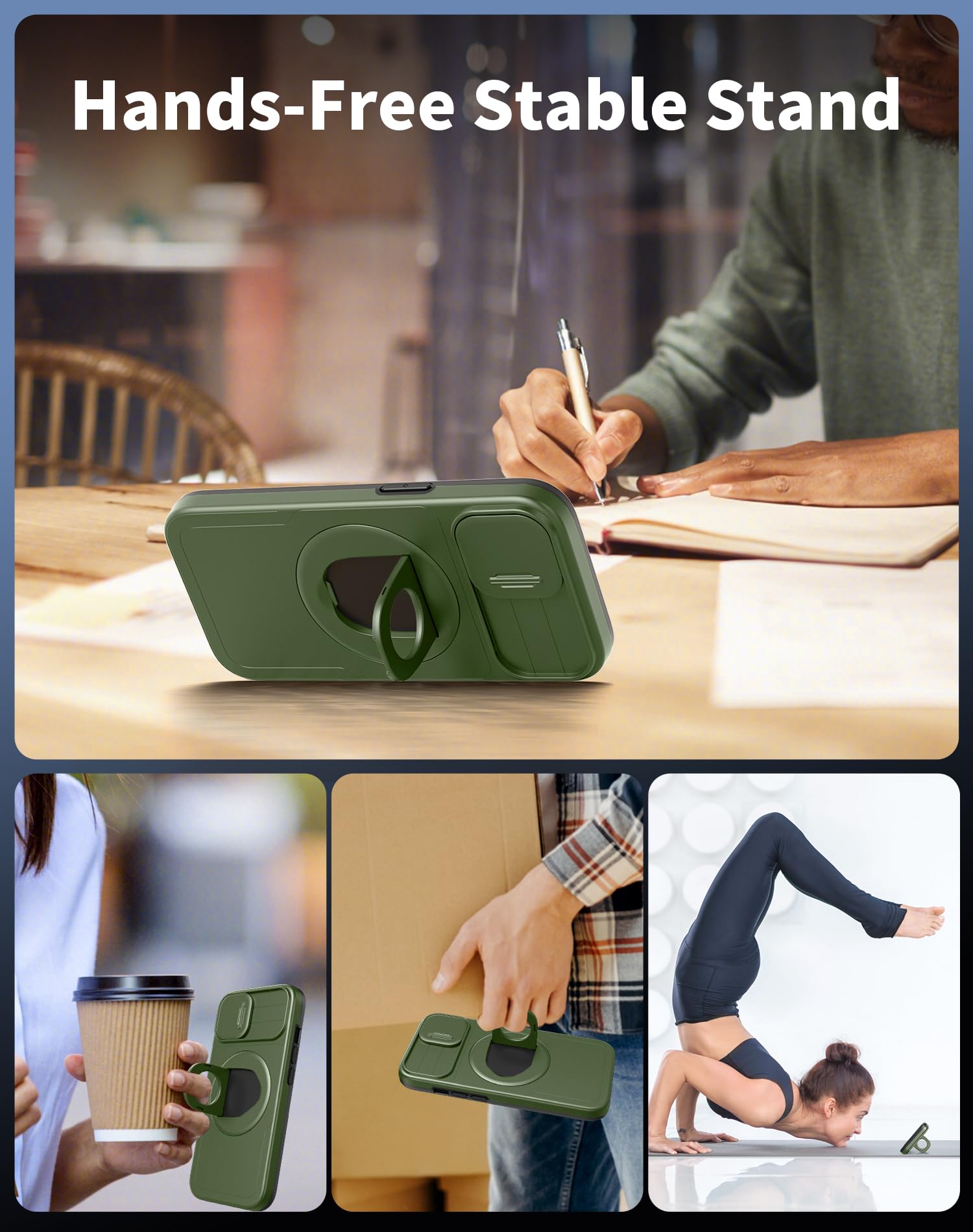 FRLMOOES for iPhone 11 Case/for iPhone XR Case Magnetic Compatible with MagSafe Wireless Charging,with 2 Screen Protectors,with Kickstand Ring+Camera Cover Shock-Absorbent Heavy Duty Protection Green - Image 4