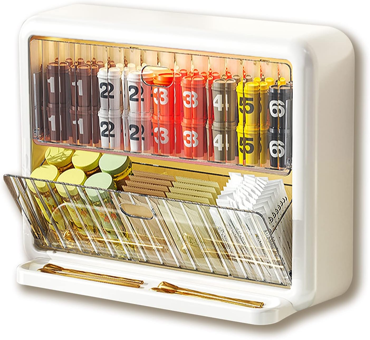 LELE LIFEK Cup Holder Organizer, 2 Tier Clear Acrylic Coffee Pod Holder Tea Bag Organizer, Space-Saving Slim Coffee Bar Organizer Coffee Station Organizer for Countertop or Wall