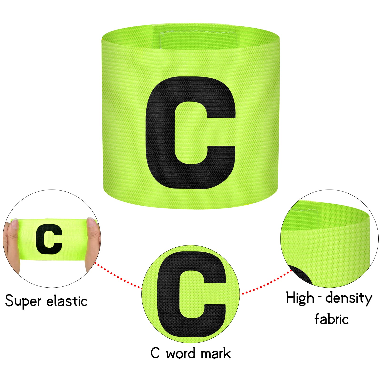 Fasce Da Braccio Capitano Jinlaili - 4 Pezzi Regolabili Per Calcio E Sport | Con Lettera C - Foto 4