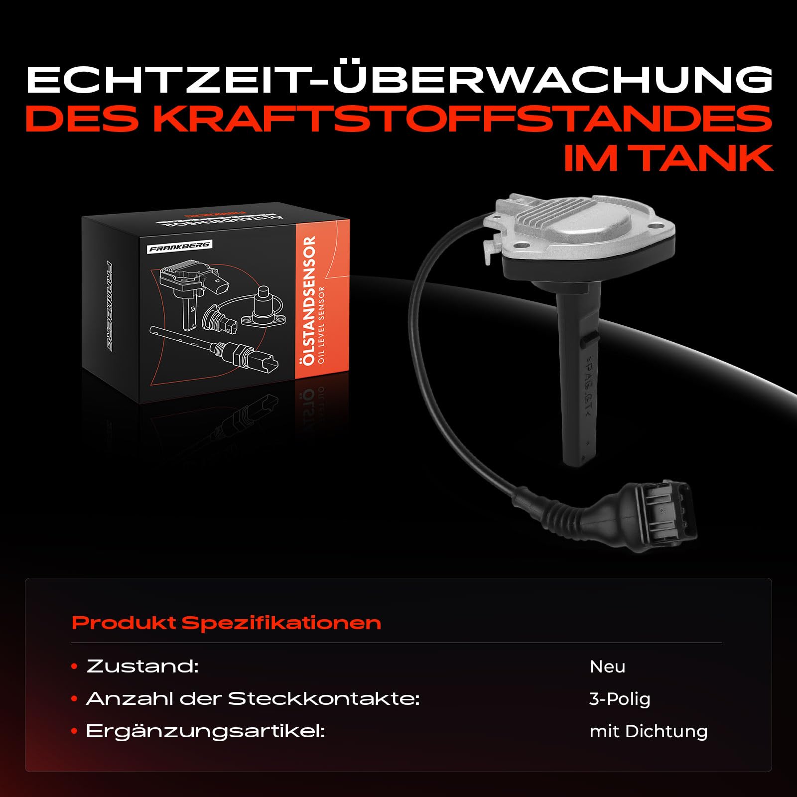 Frankberg Sensore livello olio Compatibile con Serie 3 E36 M3 3.2 Serie 5 E39 535i 540i Serie 7 E38 728i iL-750i iL Z3 Coupé E36 M M3.2 Replace# 12611406609