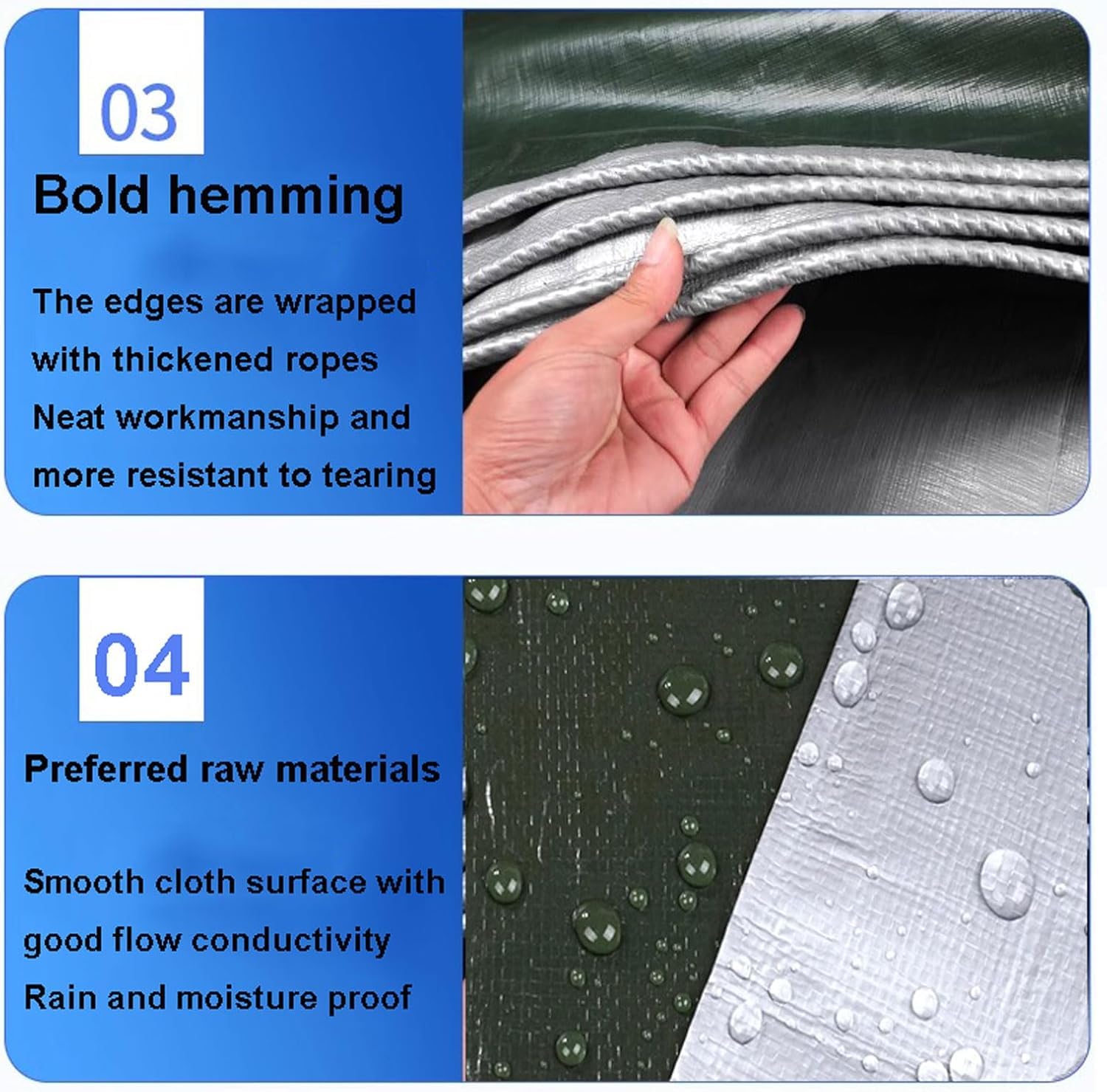 Housse de protection multi-usage, bâche épaisse et résistante pour extérieur, terrasse, auvent, tente, camping