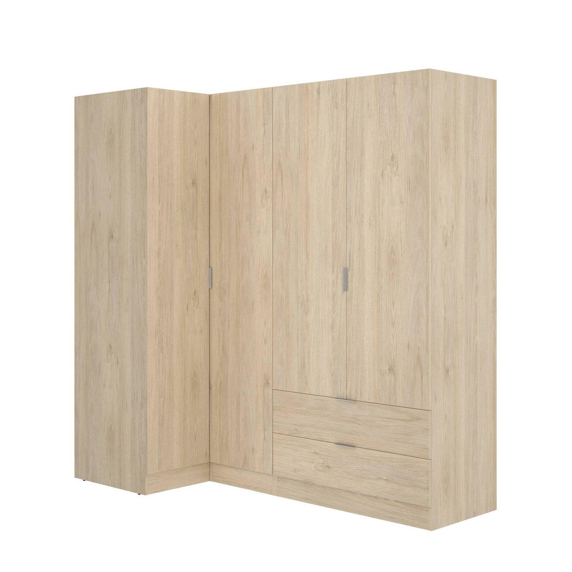 Dmora Guardaroba Grande Sillara 90.5x184h cm Marrone Rovere 2 Cassetti 4 Ripiani, Armadio Camera da Letto Appendiabiti