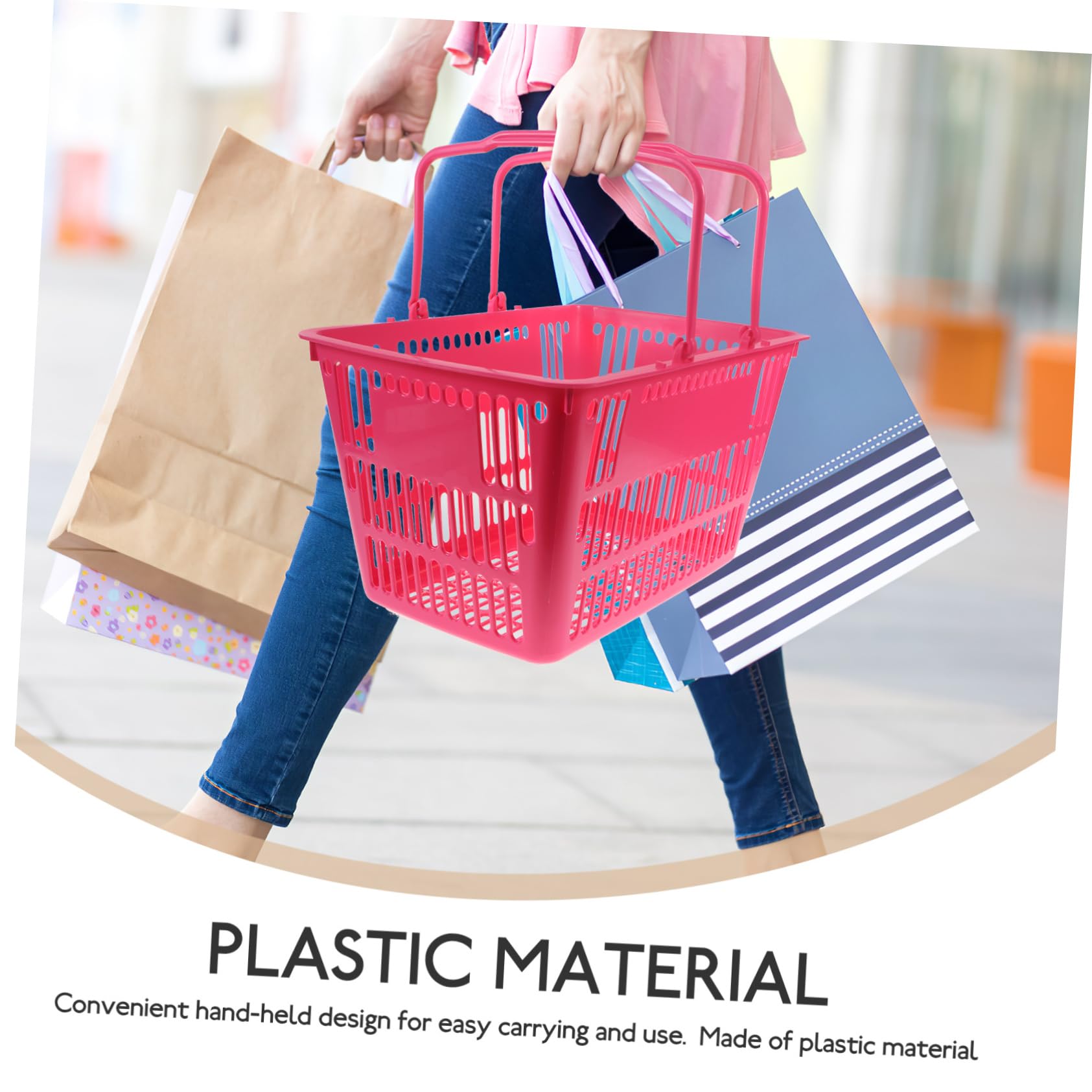 Cesta De La Compra Cesta De Supermercado Con Asa Carrito De Compras De Plastico Cesta De Tiendas Minoristas Cesta De Almacenamiento De El Plastico Rosa Cesta De Baño Espesar