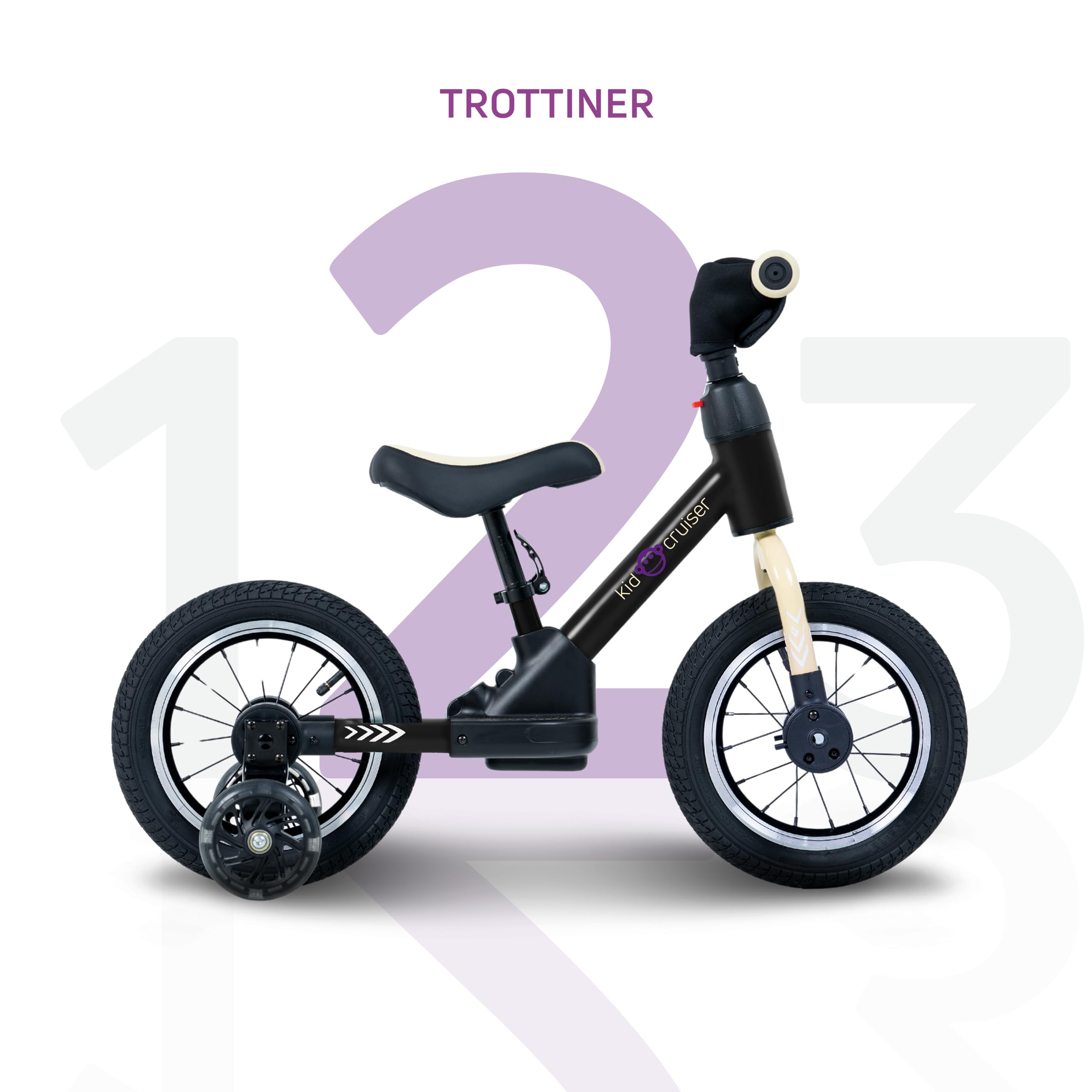 Kidcruiser Pedalplay Draisienne evolutive, Velo Enfants 2 Ans, Design 3 en 1, Javec des roulettes latérales et des pédales à LED, Cadre Robuste