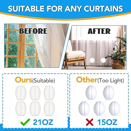 Miniatura 5 de 12 piezas de pesas para cortina de ducha, imanes de cortina de ducha resistentes envueltos en silicona, pesos de cortina pesados para exteriores,