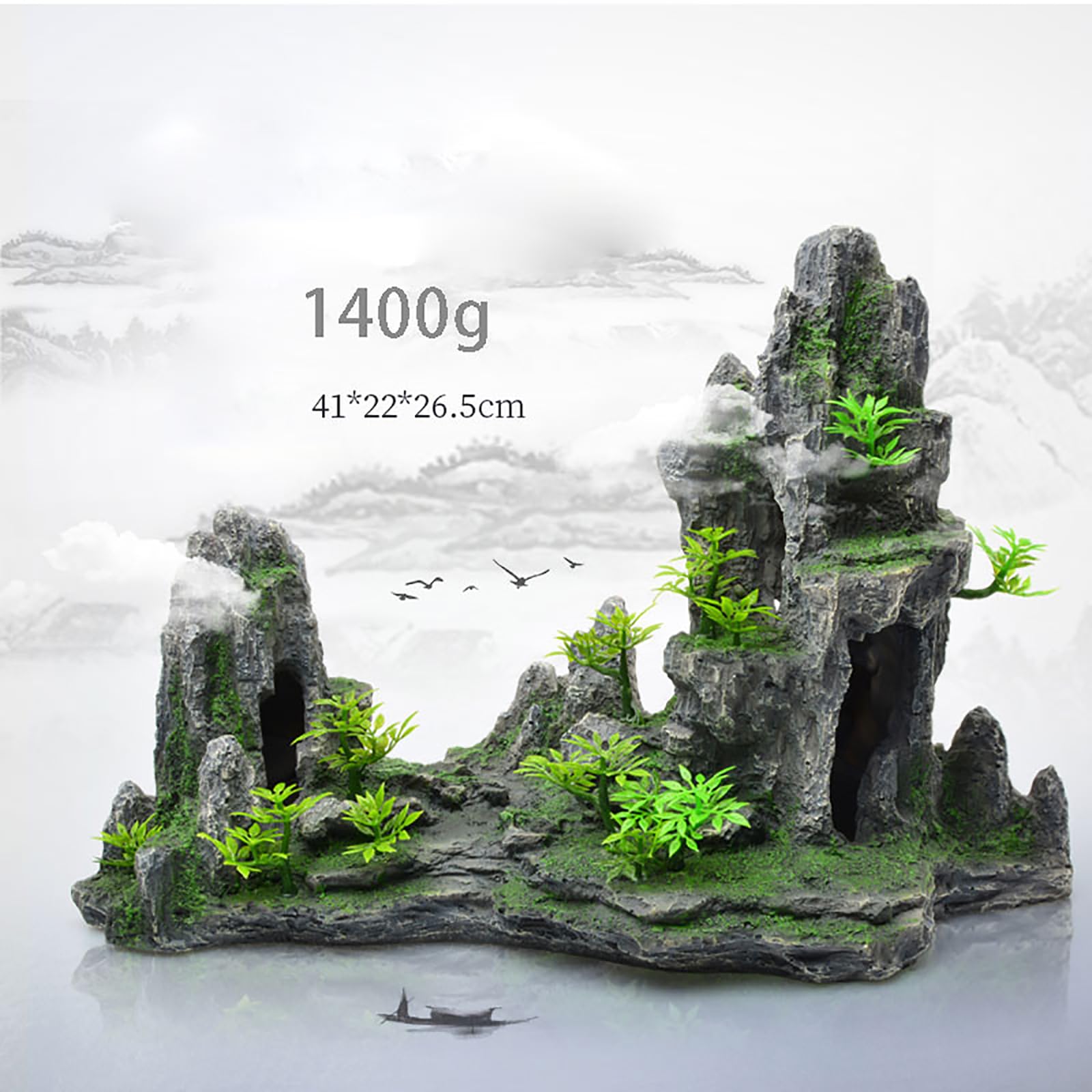 Akwarium Widok na góry Mech Drzewo Skała Jaskinia Ozdoba akwarium Dekoracja krajobrazowa Ozdoby roślinne Bonsai(B)