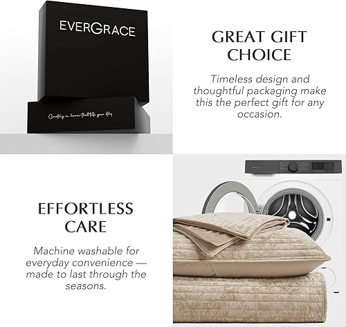 Miniatura 8 de EVERGRACE - Juego de edredón de terciopelo tamaño King, ropa de cama suave a rayas, edredón de terciopelo ligero para todas las estaciones, colcha