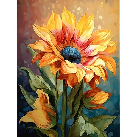 EIBEILI Diamond Painting Kits for Adults, Sunflower 5D Round DIY Full Drill Gem Art Canvas