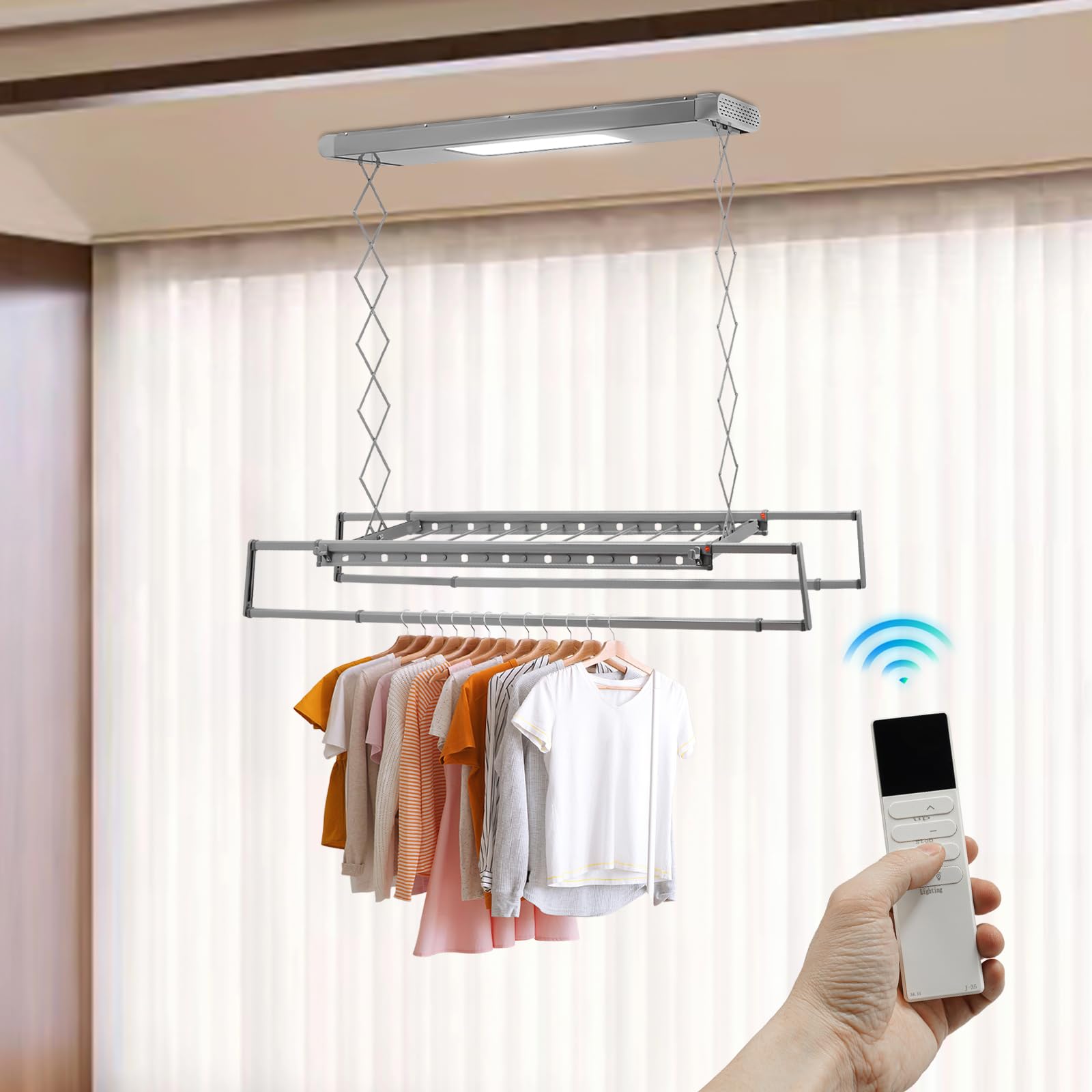 Asciugatrice elettrica con luce aria, asciugatrice elettrica compatta con telecomando Pro in alluminio e acciaio