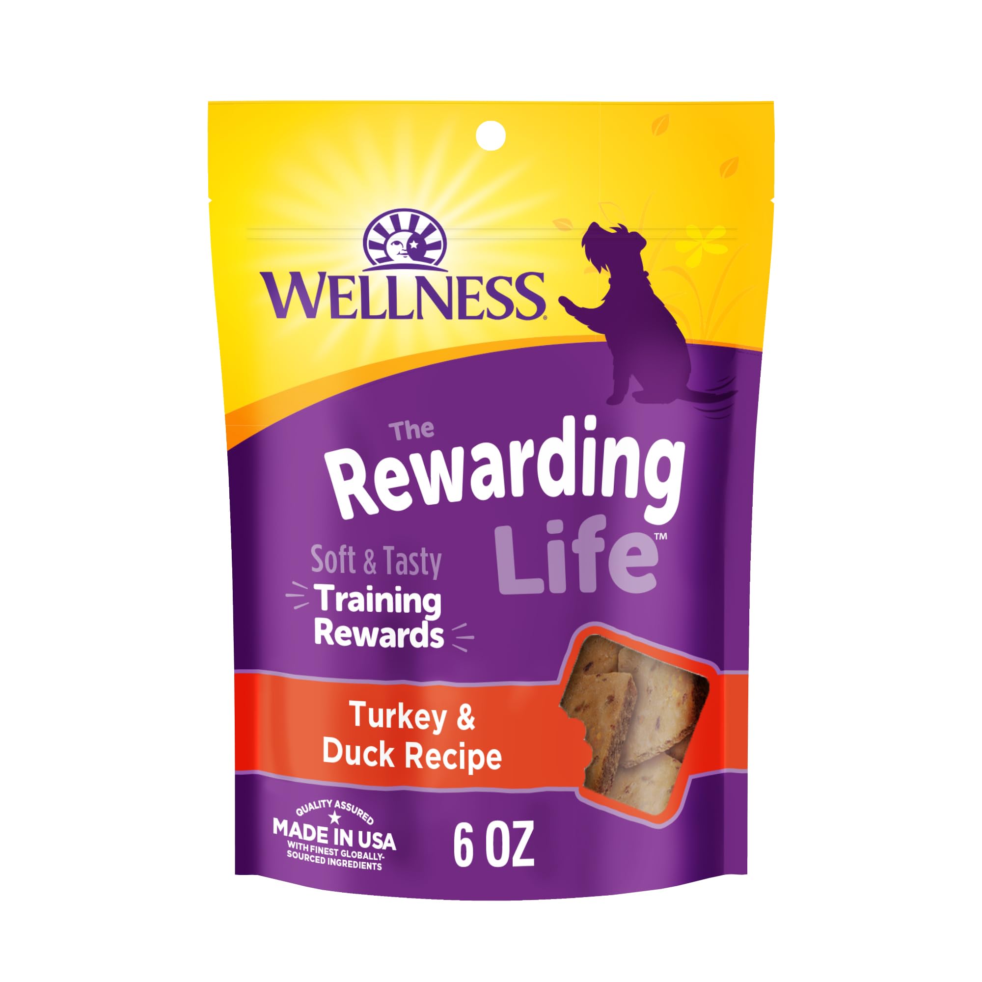 Wellness Rewarding Life Dog Treats, Training Treat, Grain Free, Soft Turkey & Duck (6 Ounce Bag)