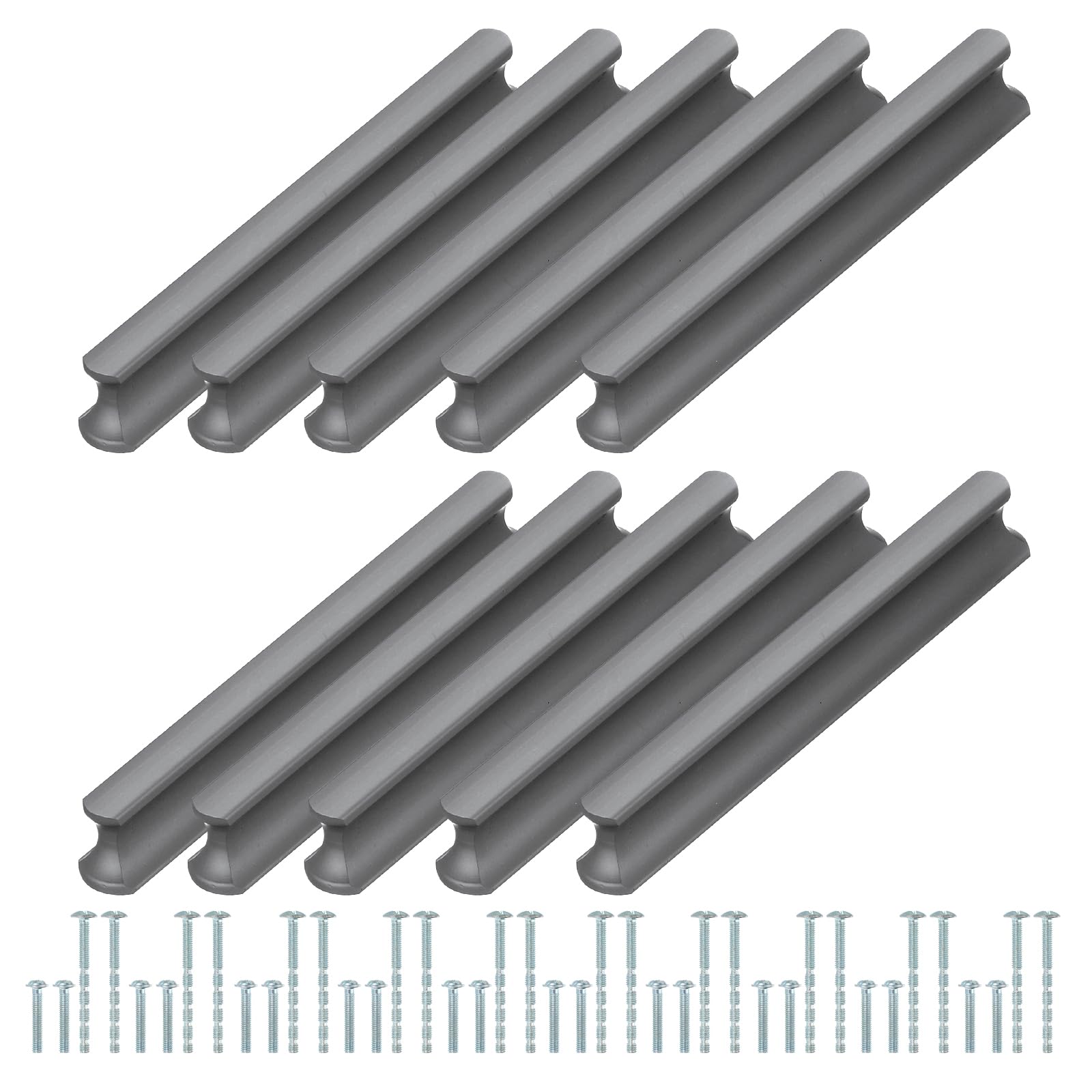PATIKIL Door Handles 3.78 Inch (96mm) Hole Center, 10 Pack Brushed Pulls Kitchen Drawer Hardware for Cupboard Drawer Pulls Gray