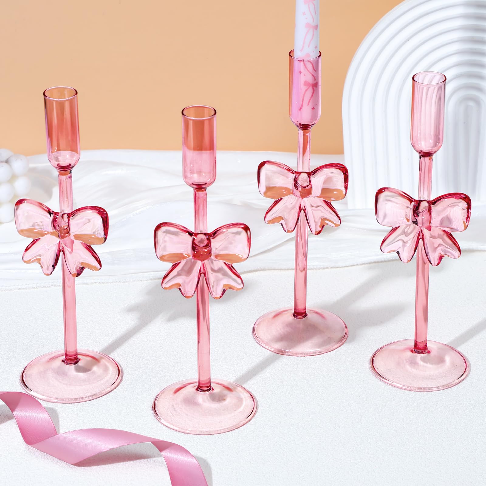 Bougeoirs en verre nœud rose Mumufy pour stabiliser vos bougies et réussir votre déco