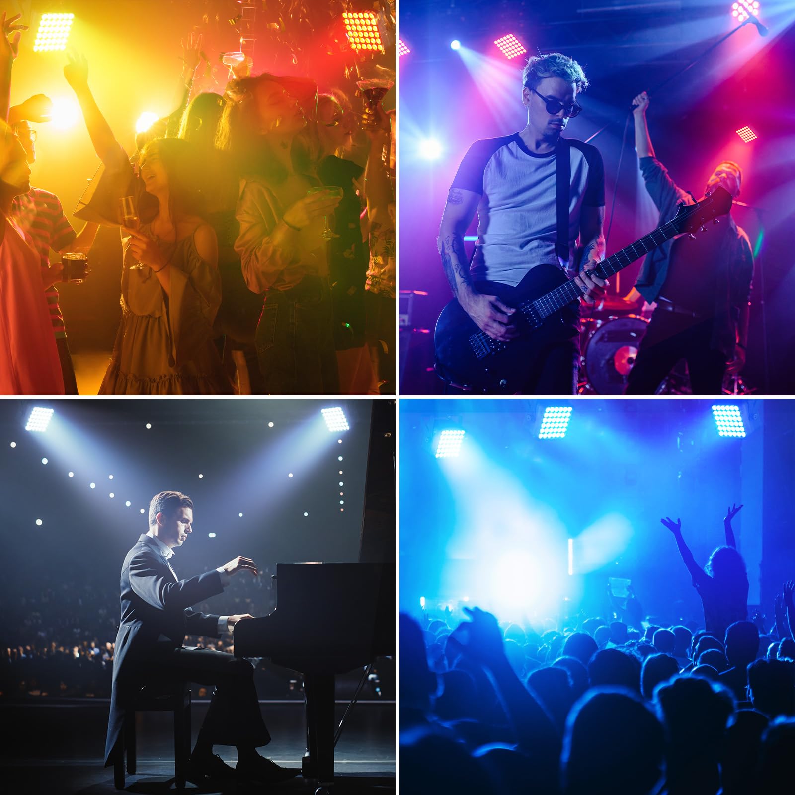2PCS 54W Par LED Batteria RGBWA UV, 5200mAh Ricaricabile 36 LED Luci da Palco con Telecomando, Luci di Scena 4-6 Ore per Esterni Discoteca Matrimoni Bar Spettacolo Halloween Natale