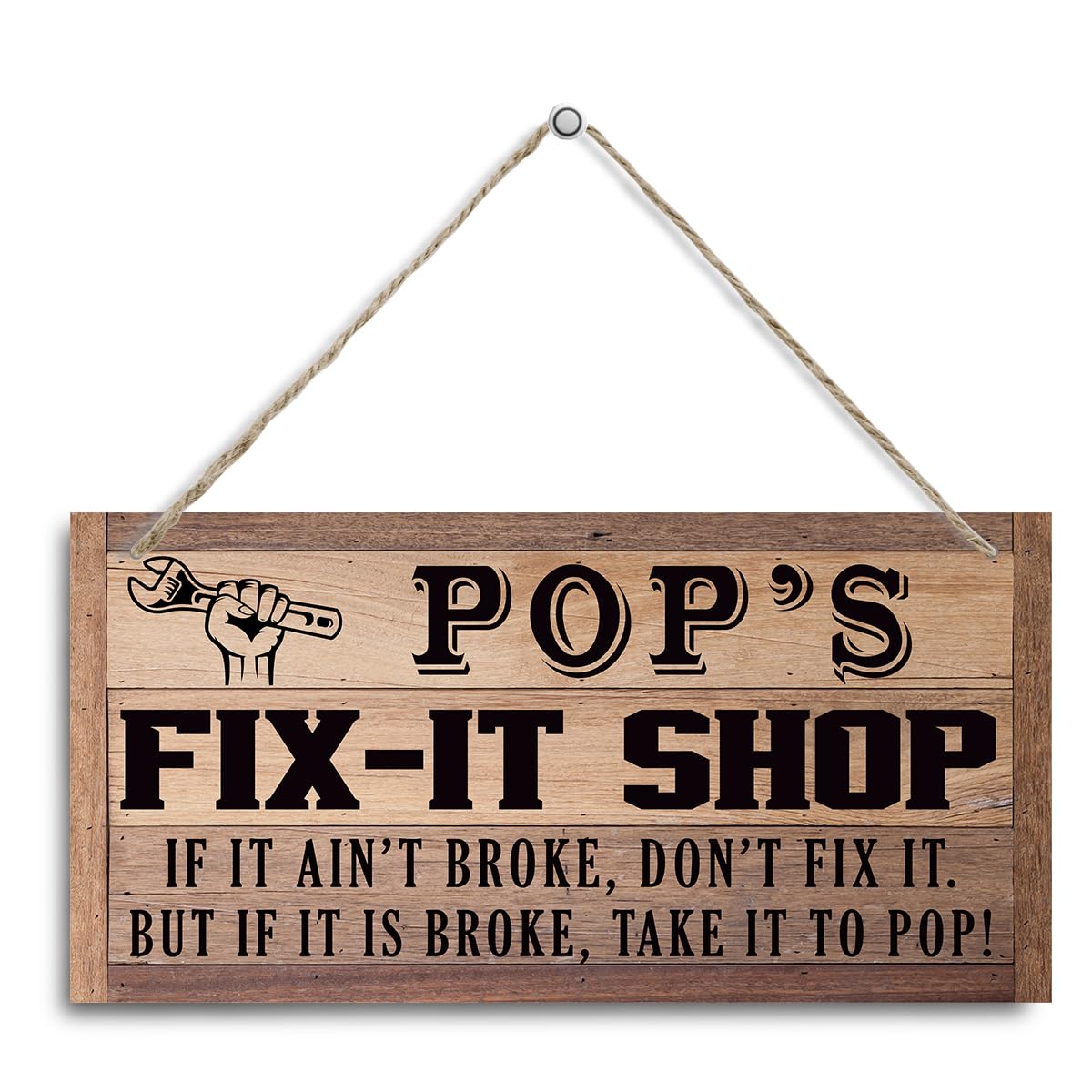 Pop Wood Sign, Pop's Fix-It Shop Sign Gift for Pop Grandpa, Decorative Hanging Wall Plaque Wood Sign, Pop's Workshop Door Hanger, Gift for Mechanic