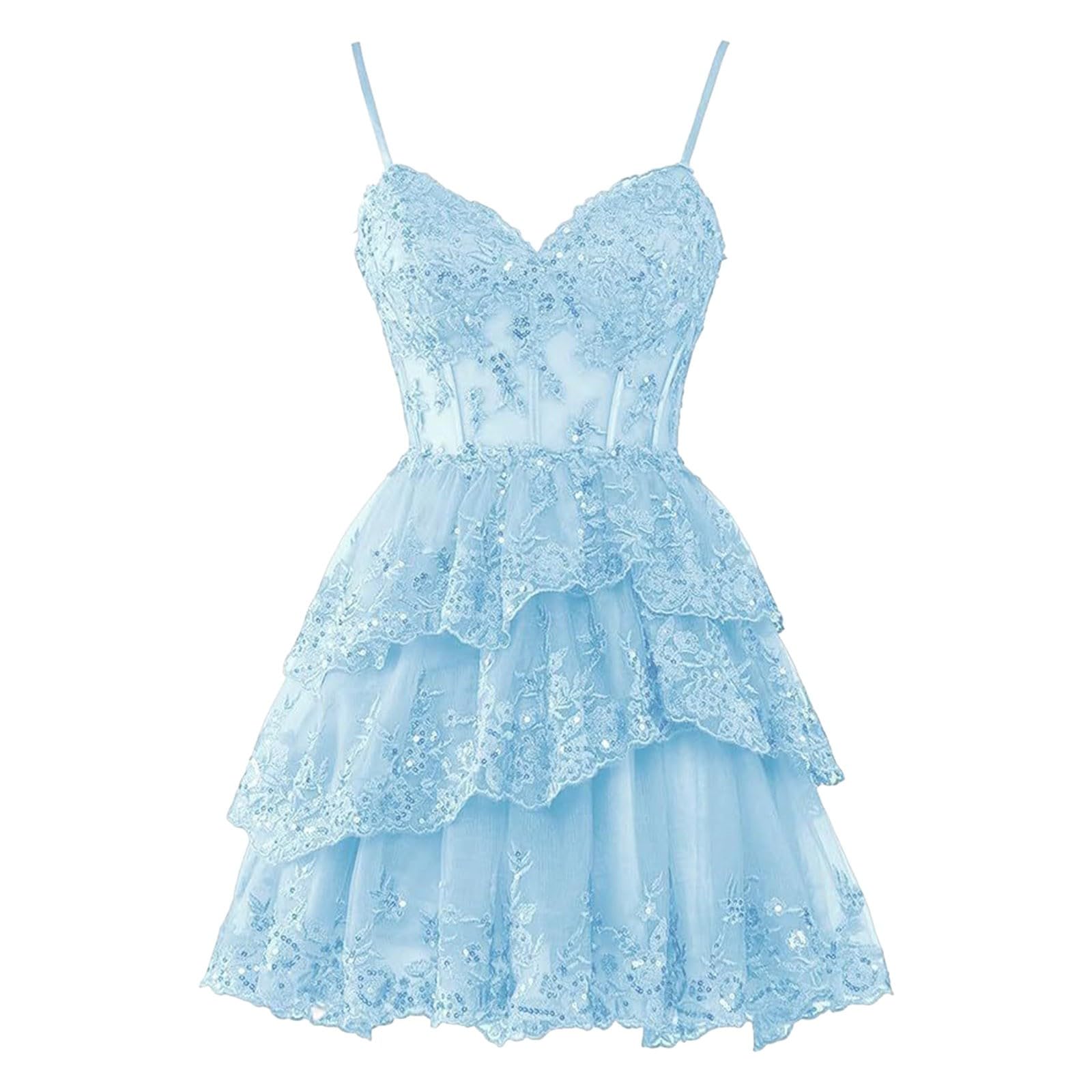 Vestido de Formal para Mujer con Aplicaciones de Encaje y Diseño Escalonado en Línea A