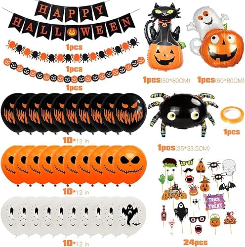 Skefoli PIRATE Halloween Balloon Arch Garland Kit, Halloween Birthday Party Decorations Orange Black White Halloween Balloons Decorations Pumpkin Skeleton Halloween Themed Birthday Party Supplies thumb #3