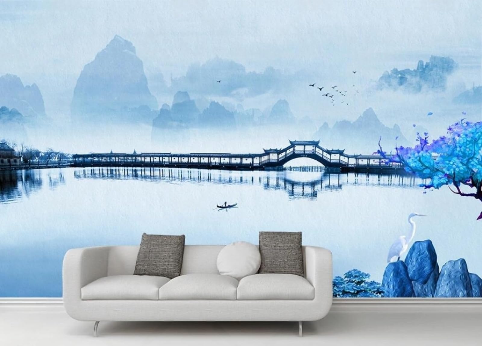 Tapisserie murale 3D paysage abstrait chinois de qualité supérieure 430x300cm