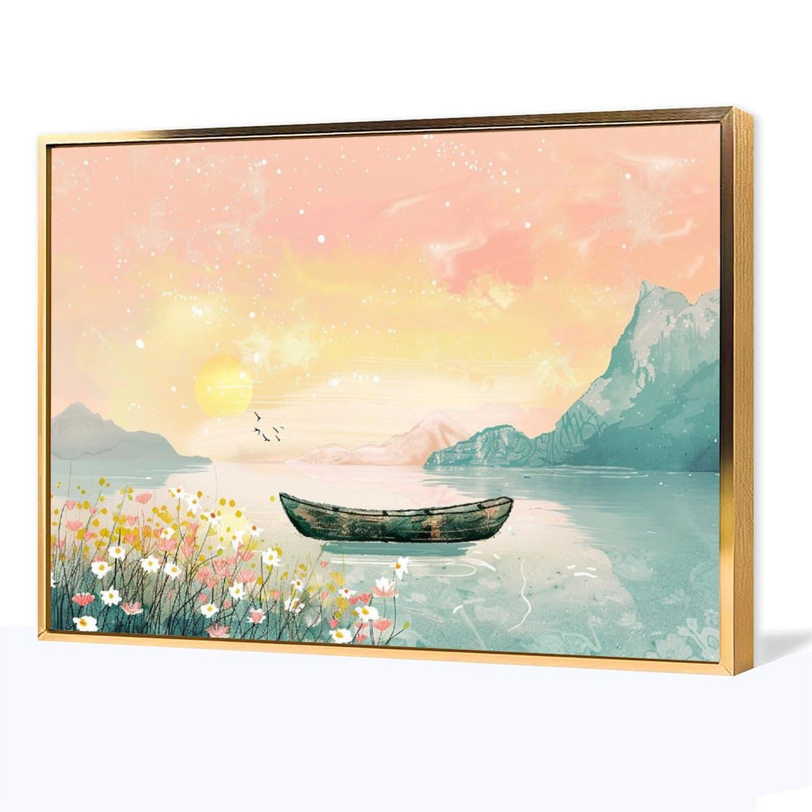 抽象画 船と海の絵画 木製フレーム付き 【公式通販】