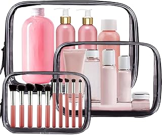 Clear Toiletry Bag, Clear Travel Bags For Toiletries, 3PCS Clear Cosmetics Bag, Clear Makeup Bag, Waterproof Toiletry Bag Clear Travel Bags Clear Cosmetics Bag for Vacation, Stationary Organizer