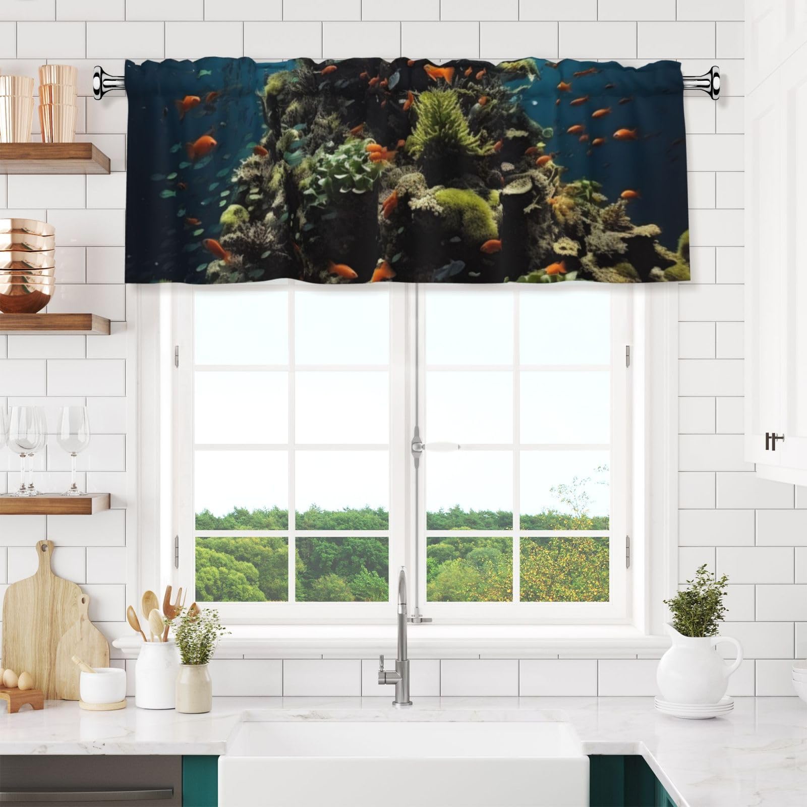 Anceky Valances Curtain for Kitchen Biodiversity Window Valance Bedroom Curtain Topper Valance Spring Window Valance Curtains Rod Pocket 54x18 Inch