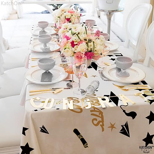 Miniatura 3 de KatchOn, Mantel de graduación en blanco y negro, 108 x 54 pulgadas, paquete de 3, mantel de graduación de felicitaciones, decoraciones de graduación