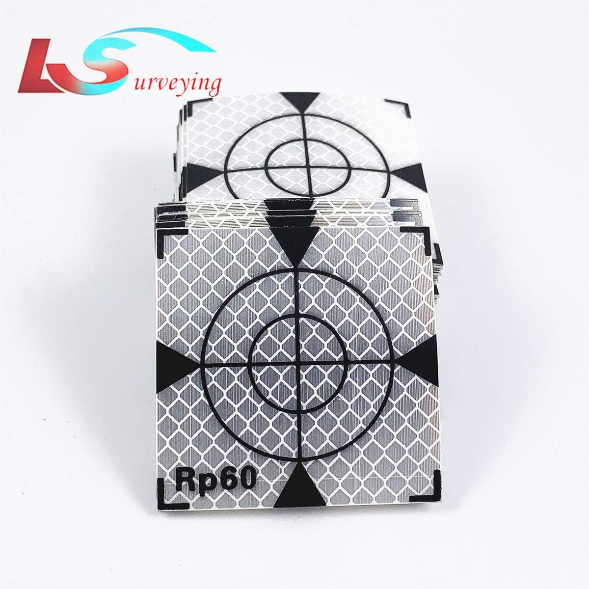 New 100PCS Paste Up Reflector Sheet Reflective Tape Target 60x60mm with Black Triangles Compatible for Topcon Sokkia Trimble Leica Surveying