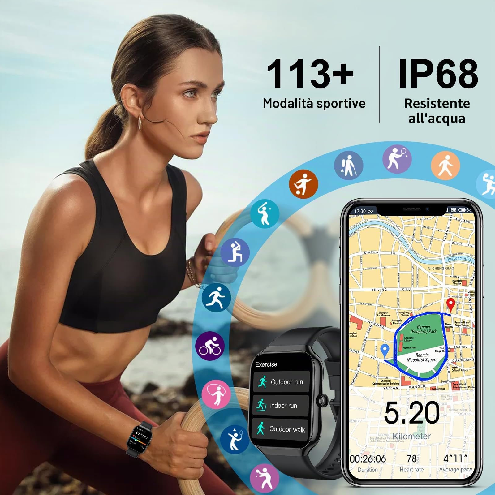 Jugeman 2026 Smartwatch Uomo Donna,1,91" Orologio Smartwatch Uomo con Chiamata Bluetooth,Contapassi Monitoraggio Sonno SpO2 Frequenza Cardiaca Android iOS | Tracker Attività, Chiamate Integrate, Uso Quotidiano, Design Compatto, Per Uomo