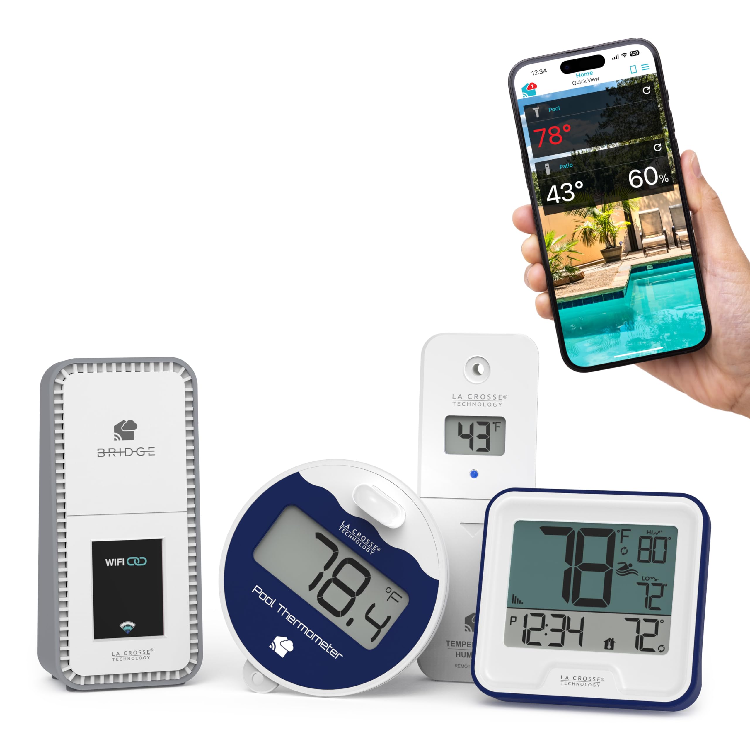 Pool Preserver Advanced Wi-Fi Alert System: Bridge Gateway, Pool Sensor, Indoor Outdoor Temp. and Humidity, Indoor Pool Temperature Display with Ambient Temp. and Humidity-picture-18