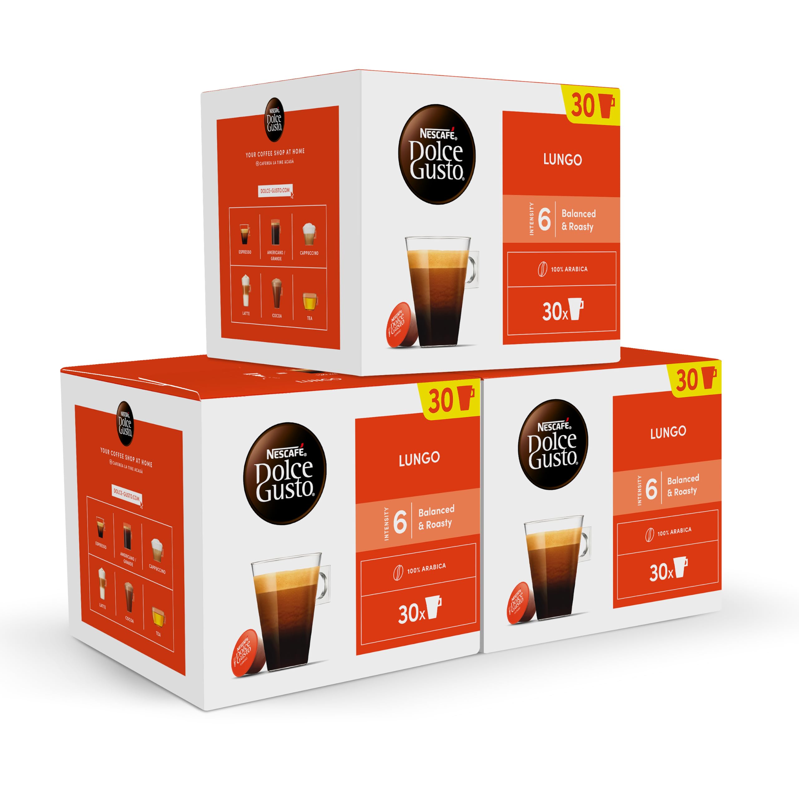 NESCAFÉ Dolce Gusto Lungo Pack de 90 Cápsulas de Café de Intensidad 6