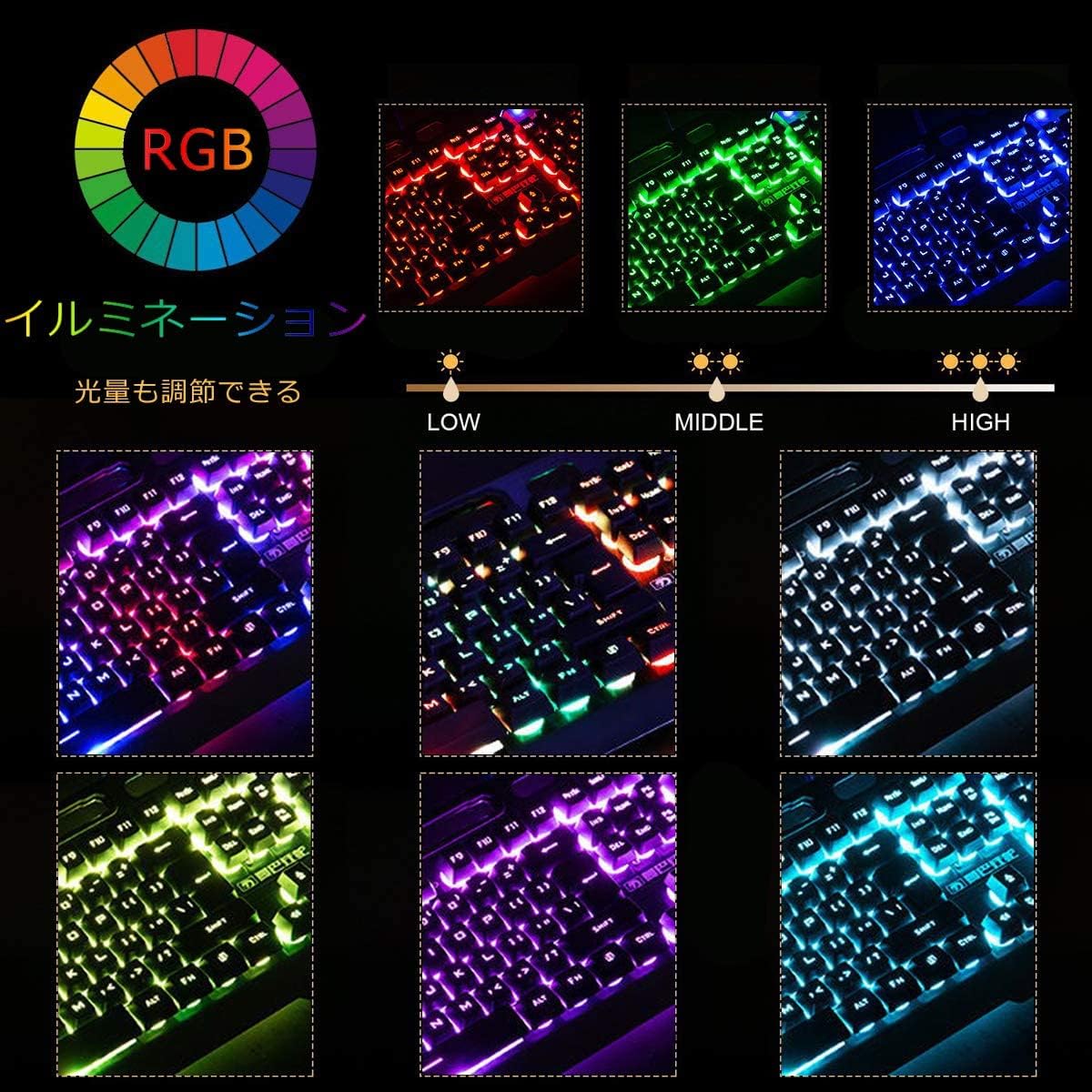 Amazon.co.jp: FELiCON®ゲーミングキーボード マウスセット 光る