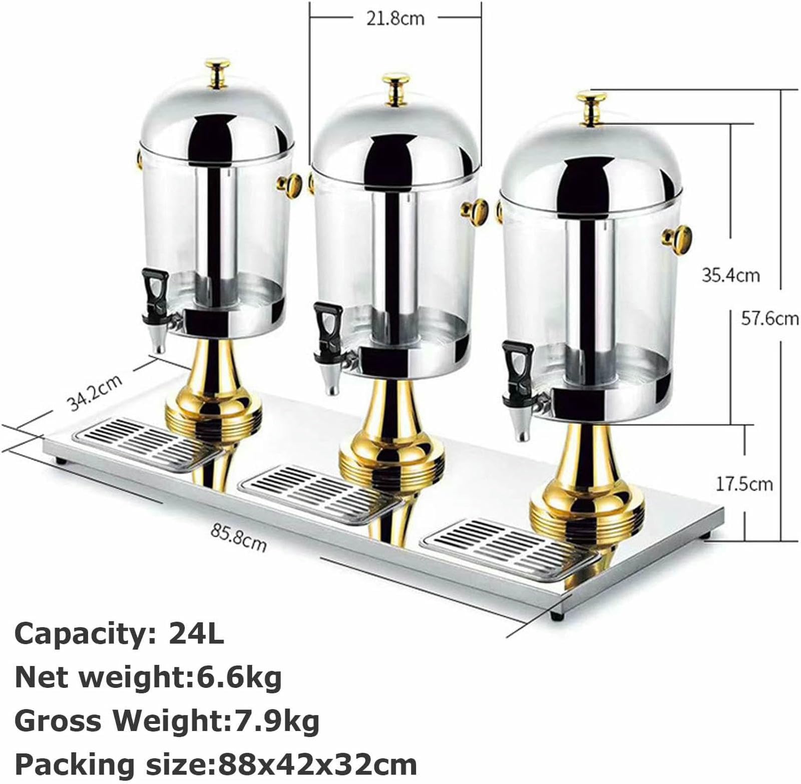 Dispensador De Bebidas, Dispensador De Jugo, Dispensador De Bebidas De Vidrio Transparente De Acero Inoxidable, Dispensador De Bebidas para Desayunar Barras De Buffet Hoteles
