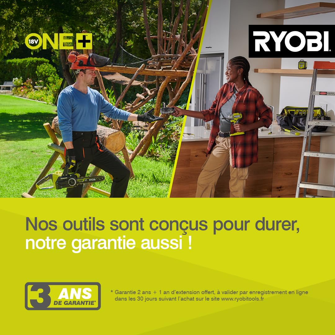 RYOBI - Ponceuse Excentrique Sans Fil 18V ONE+ RROS18-0 – Plateau Ø125 mm, Collecteur de Poussière, Mouvements Orbitaux Puissants – Finition Bois, Peinture, Métal – Batterie Non Incluse