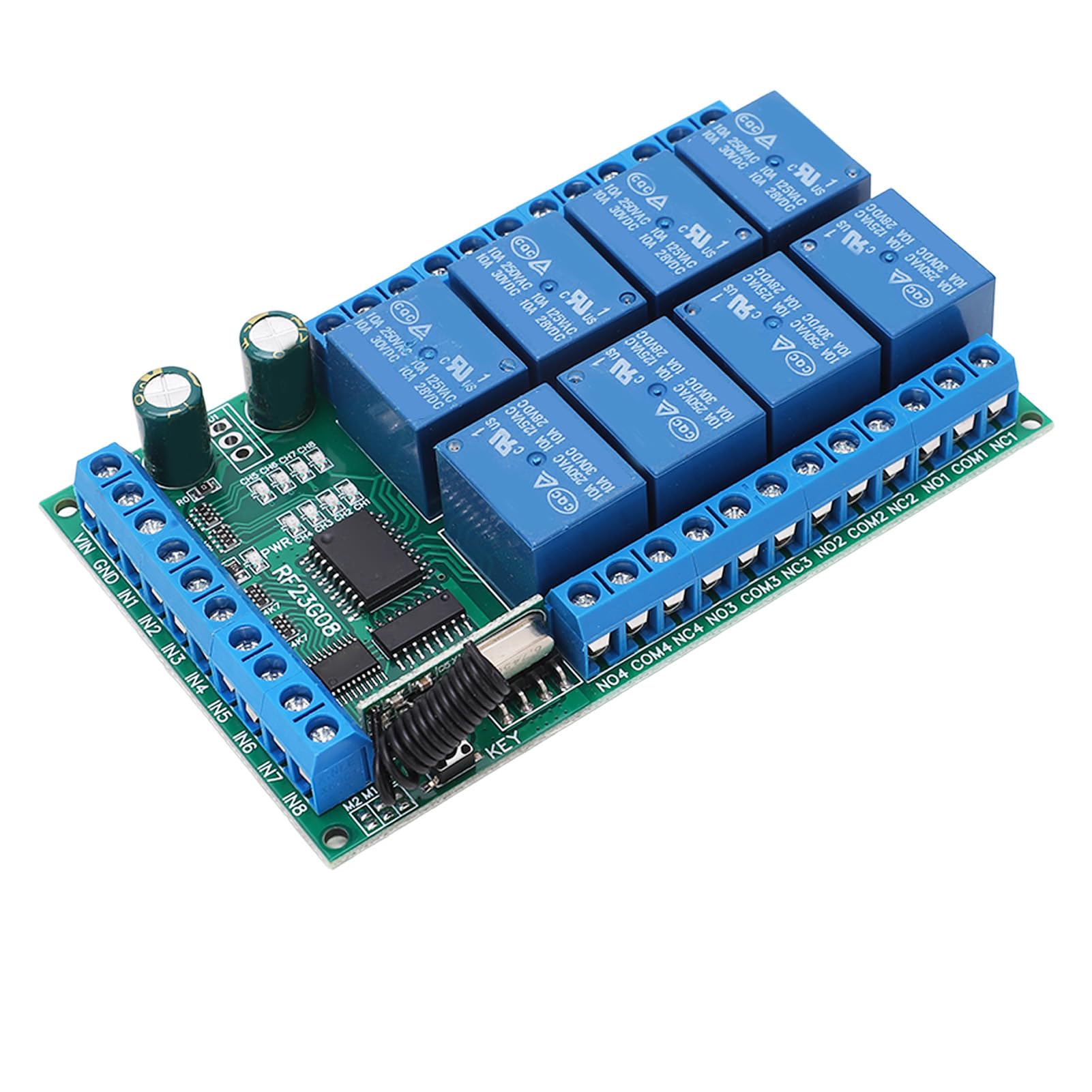 Modulo di Controllo Remoto a 8 Canali Modulo Interruttore di Controllo Remoto Wireless Telecomando con Codifica Fissa da 100 M Interruttore di Controllo Remoto Wireless Modulo