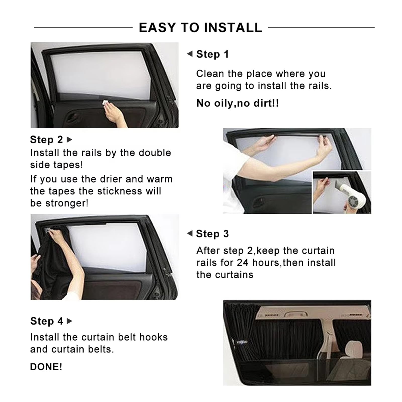 Autoscheiben Sonnenschutz Auto Sonnenschutz Seitenfenster Vorhang Auto Faltbar UV-Schutz Schwarz Reines Tuch Auto Zubehör(Black 50x47cm)