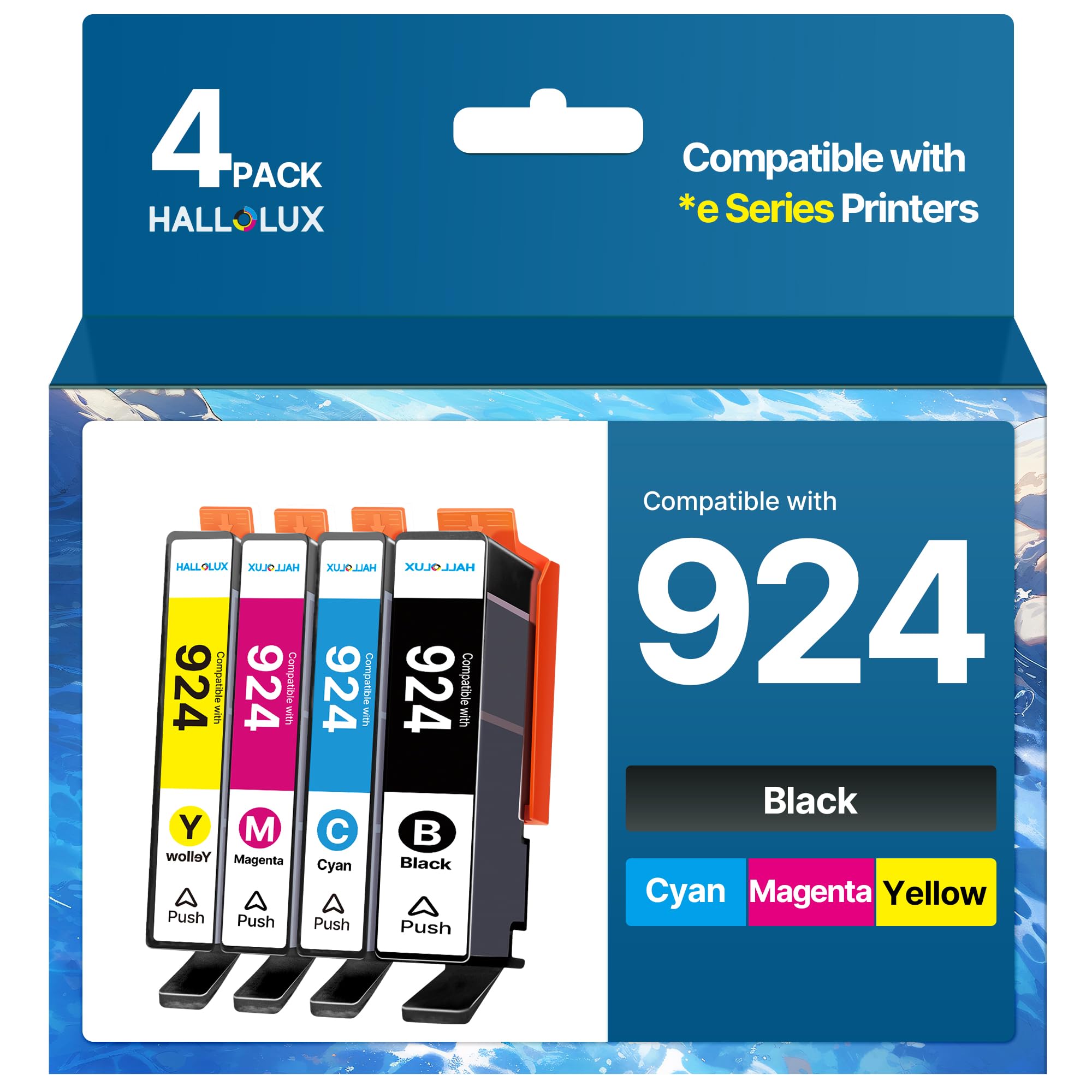 924 Druckerpatronen Multipack 924e Kompatibel für HP 924 Patronen Multipack für HP Officejet Pro 8120e Patronen für HP Officejet Pro 8132e 8122e 8134e 8135e 8138e 8139e 8124e (4er-Pack, Kein Chip) - 2
