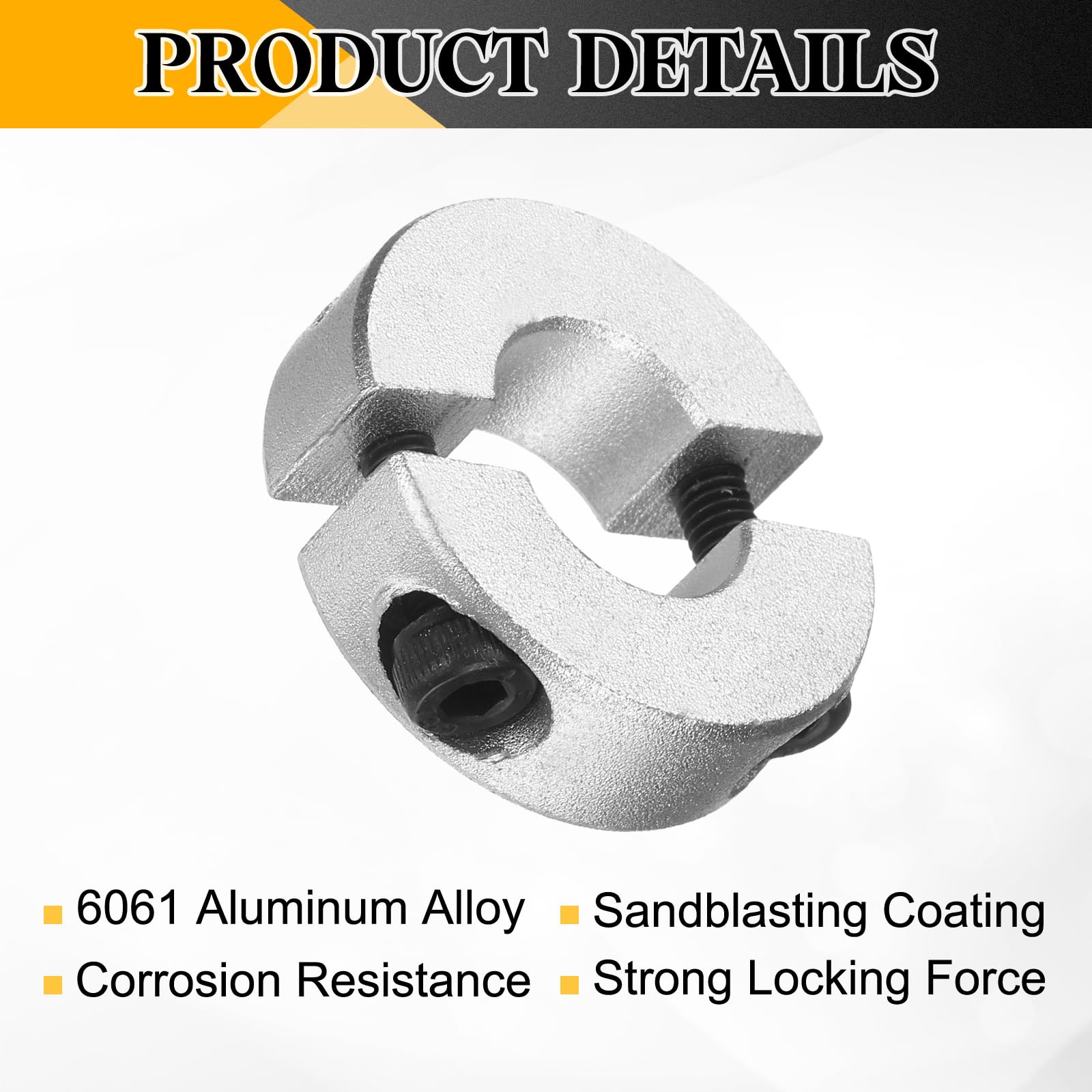 Aluminum Shaft Collars - 8 Pack, Secure Grip -4 Aluminum Shaft Collars - 8 Pack, Secure Grip -4