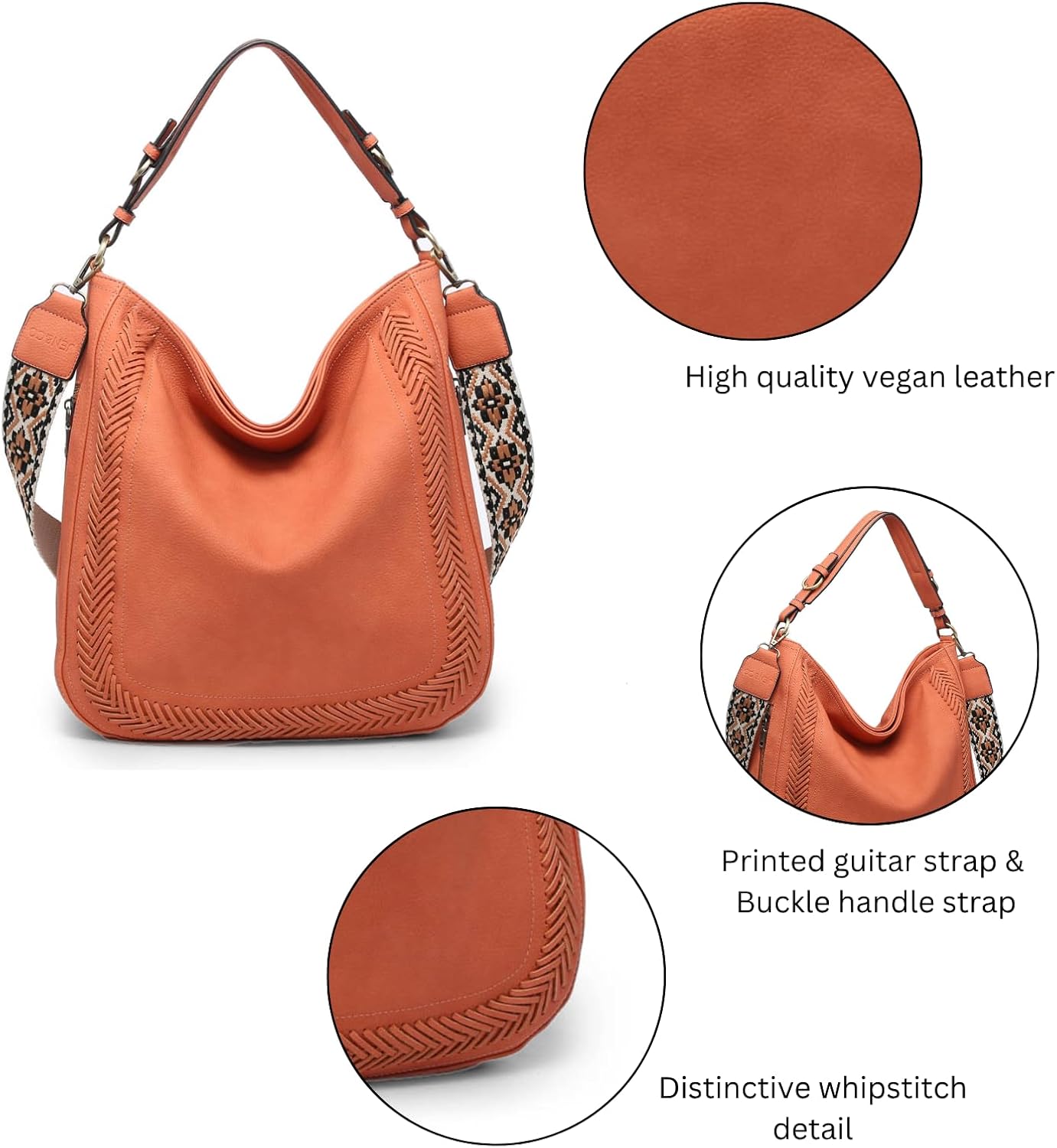 Aris Hobo Crossbody Bags for Women Vegan Leather Shoulder Purse and Handbag with Printed Guitar Strap