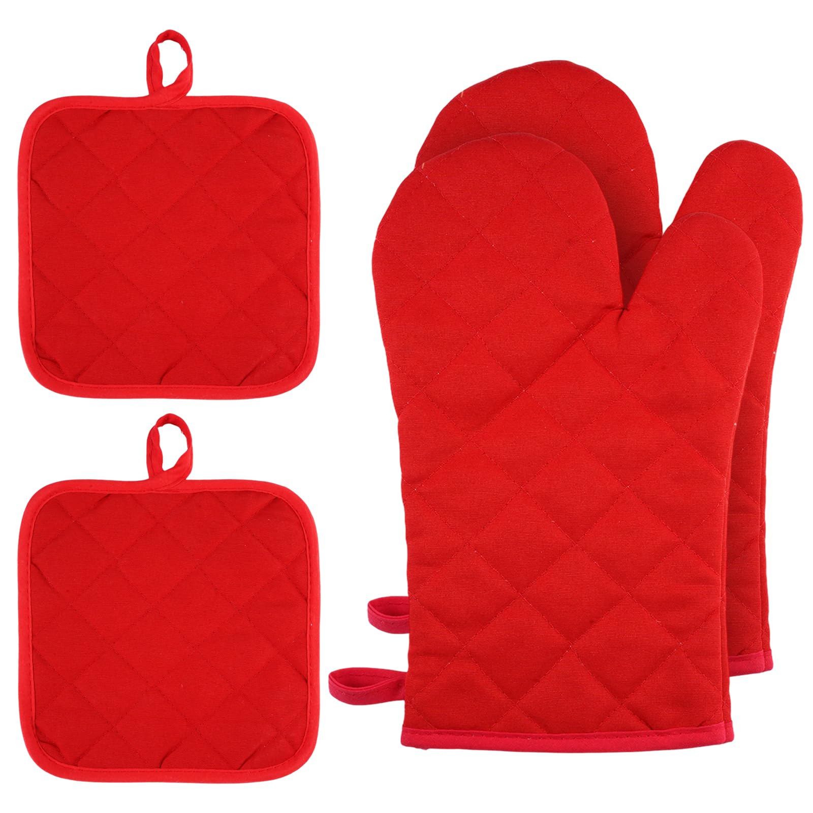 lot de 4 gants cuisine et maniques coton