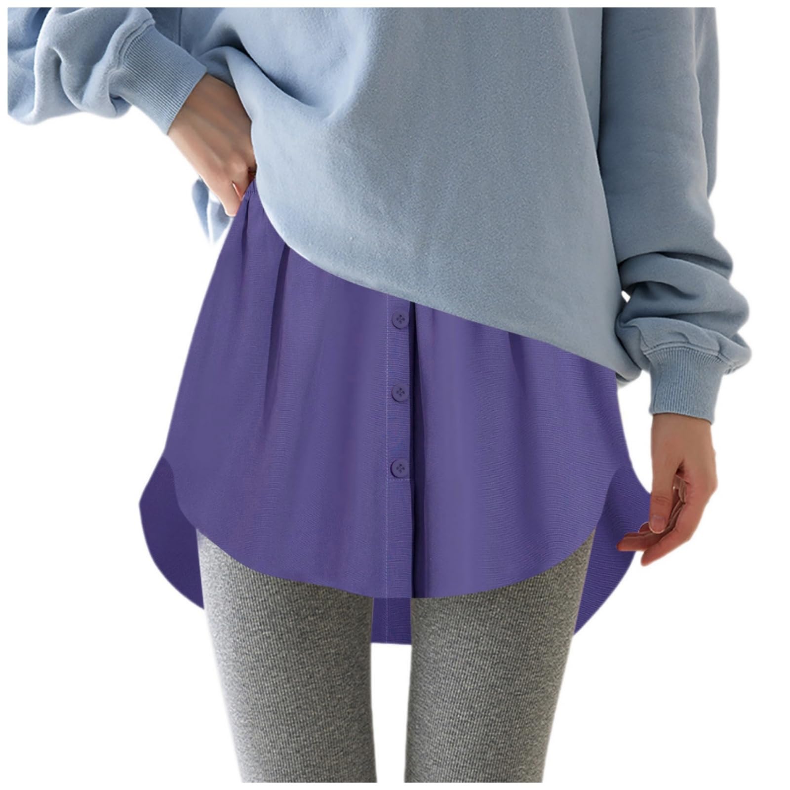 Blusenverlängerung Damen Große Größen Hemdverlängerung Layering Top mit Knöpfen,Adjustable Mini-Unterrock Fake Bluse Rock Verlängerung,Lower Skirt Shirt Extender für Pullover, Sweatshirts & Jacken