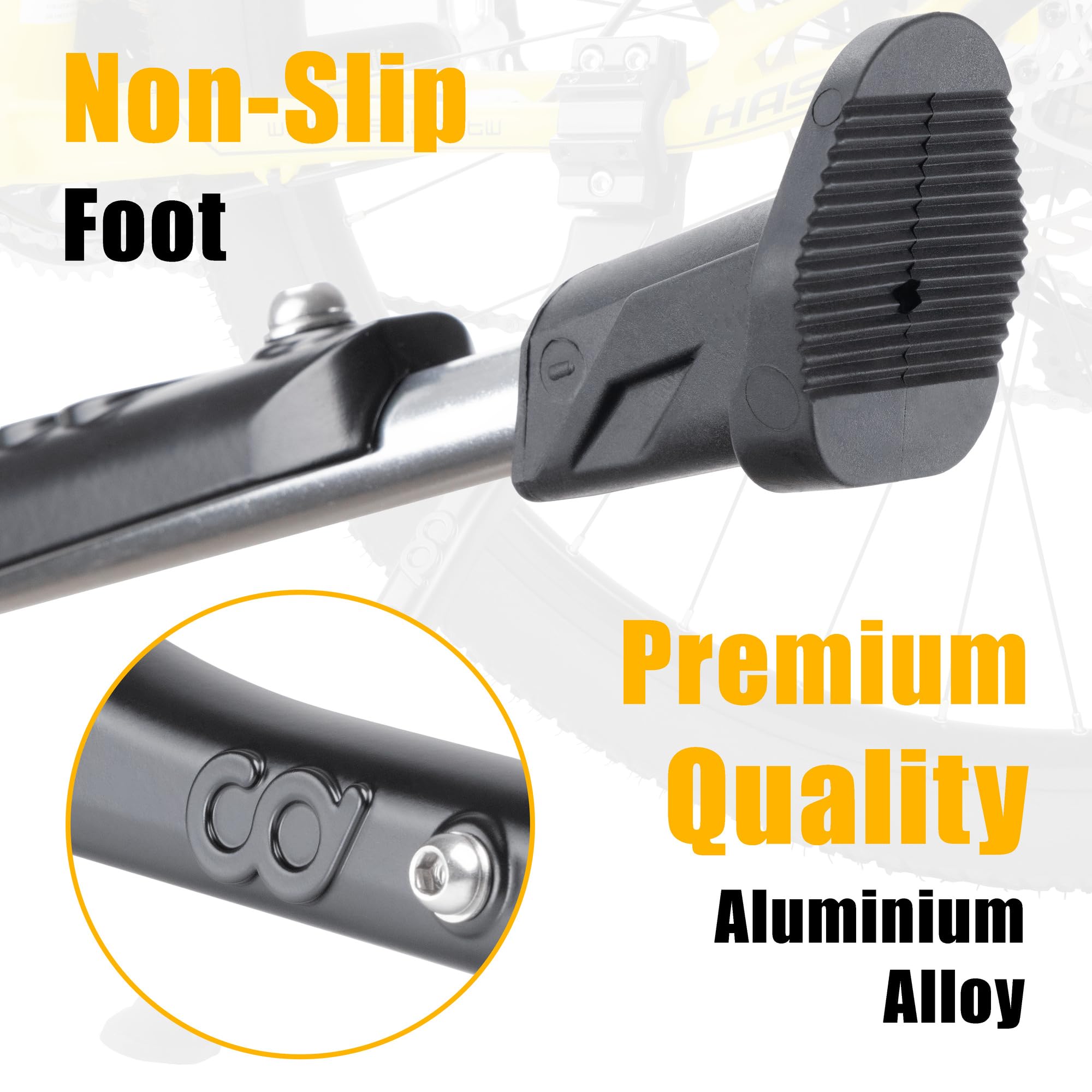 CyclingDeal Adjustable Rear Mount Bicycle Kickstand | Sturdy & Durable Bike Kickstand for 24-29" Adult & Kid Bicycles, MTB & 700C Road/Hybrid Bikes | Premium Quality Full Aluminium w/New Clamp Design