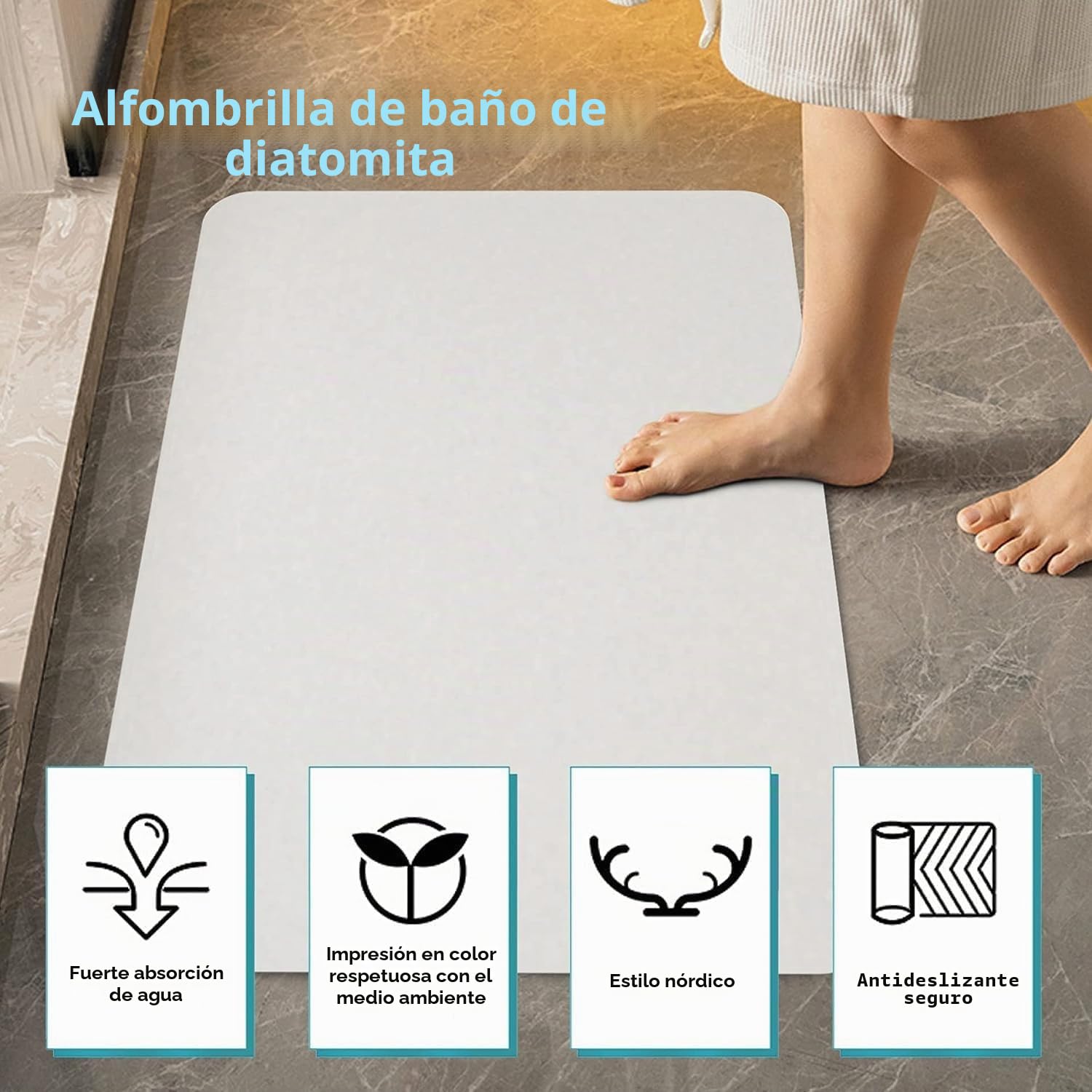 Alfombra de Baño de Piedra Absorbente, Antideslizante, de Diatomita Natural, para Hogar, Verde, 39x60cm