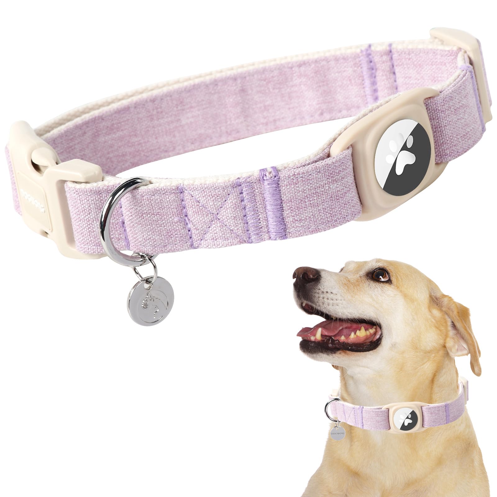 Collier tissu naturel pour chiens violet DOGWONG balade sereine