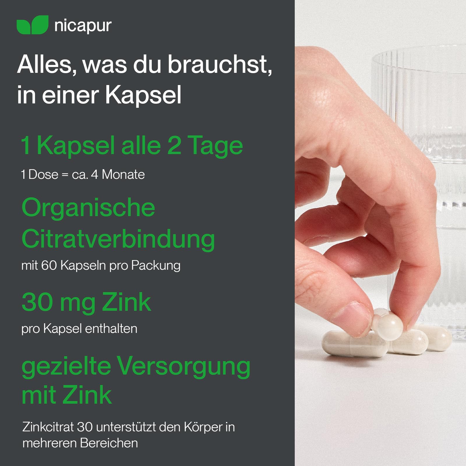 NICApur Zinkcitrat 30 Immunschutz-Element Kapseln, 60 St. Kapseln