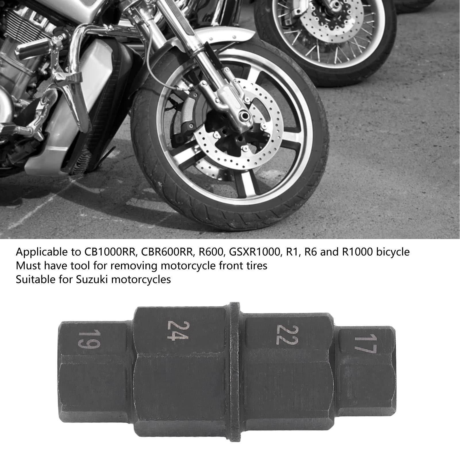 Chiave per Ruota per ASSE Anteriore per Moto Durevole per ASSE Esagonale per Motociclisti CB1000RR CBR600RR R1 (Black)