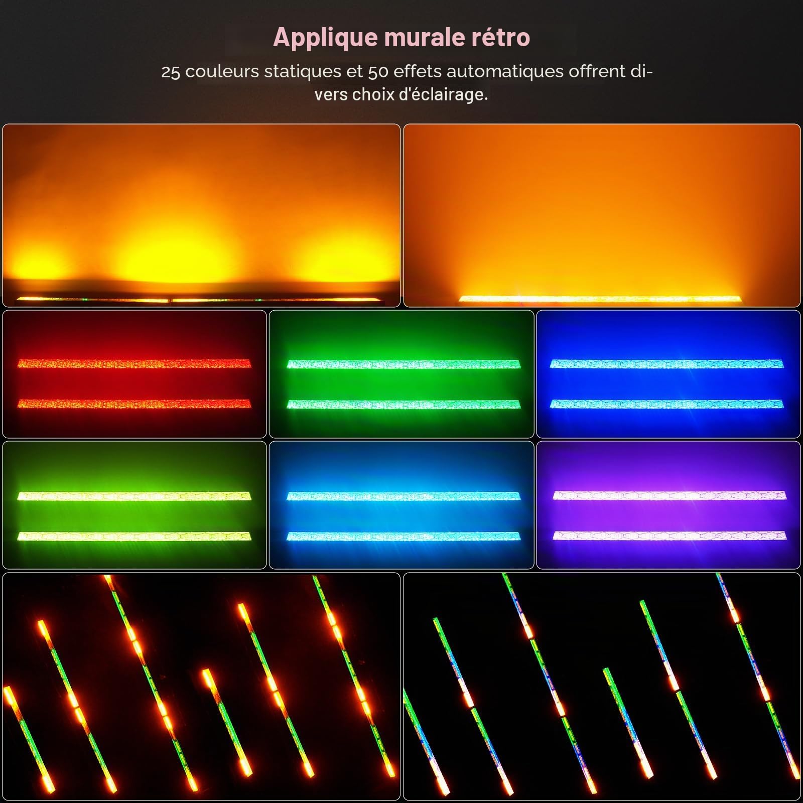 450W LED RGBW Projecteur 6 COB RGB Exterieur Lumière de Scène Stroboscope avec DMX contrôle Barre Wallwasher pour Fête Patio Jardin plein air