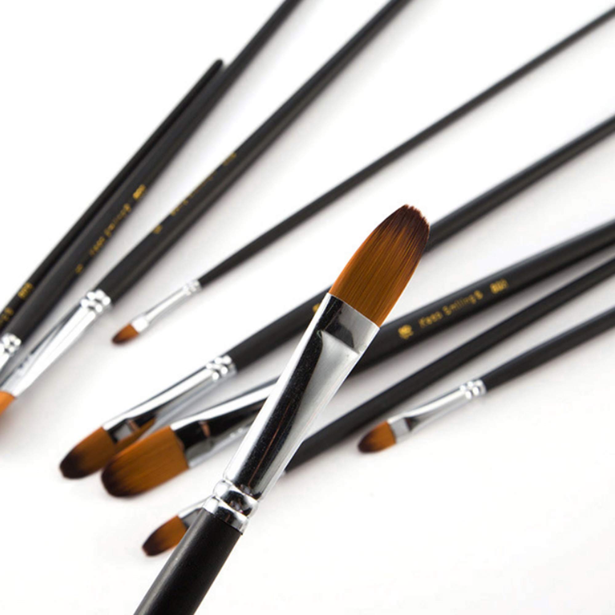 Filbert Künstler-Pinsel-Set mit langem Griff, hochwertiges Kunsthaar und Holzgriff für Acryl-Aquarell-Ölgemälde, ideal für Anfänger und Profis, 9 Stück