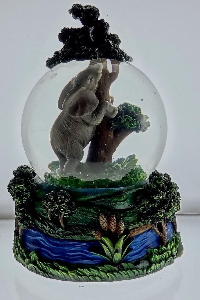 Sculptured Asian Elephant Snow Globe - Water Ball Musical"Big Country" 7 3/4" High