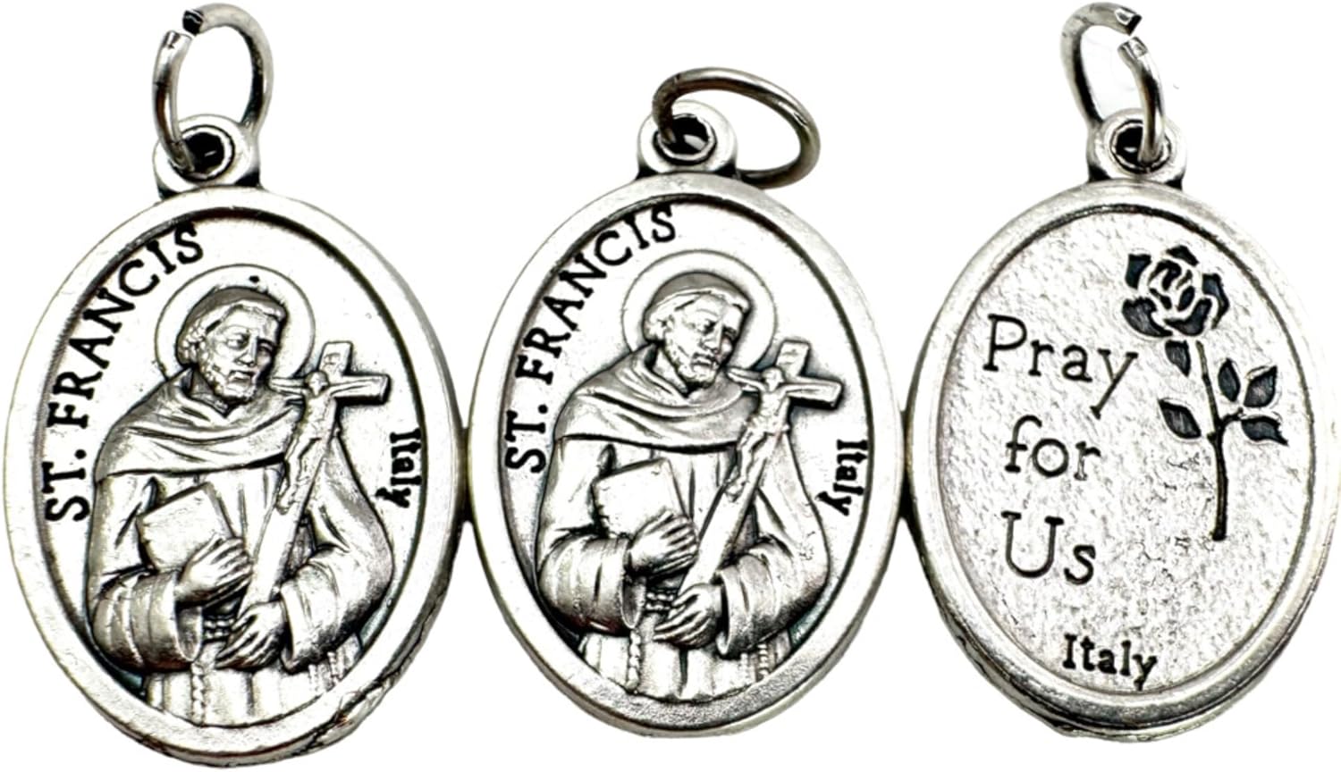 Westmon Works St Francis Medal Pack Italian Metal Pet Pendants with Saint Holy Cards, 3 of Each - Image 2