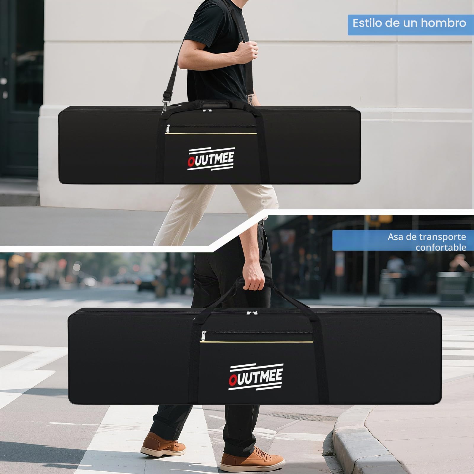 OUUTMEE Funda para Teclado Dos Maneras de Llevarla,Funda para Teclado Piano,Tela Oxford 600D Resistente al Agua para Piano,Negro, Negro , 88 Tasten